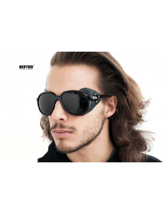 Gafas de Moto Fotocromáticas Amarillas Lentes Polarizadas Conducción Nocturna en Cuero – CORTINA PFTY by Bertoni Italia