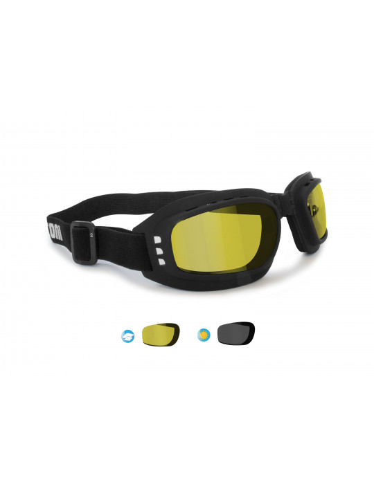 Motorcycle Goggles Photochromic Polarized Yellow Lenses Bertoni P112FTA