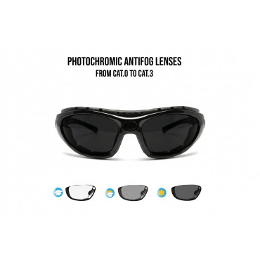 Fotochromatische Motorradbrille mit Gummizug und optischem Clip F366N 2