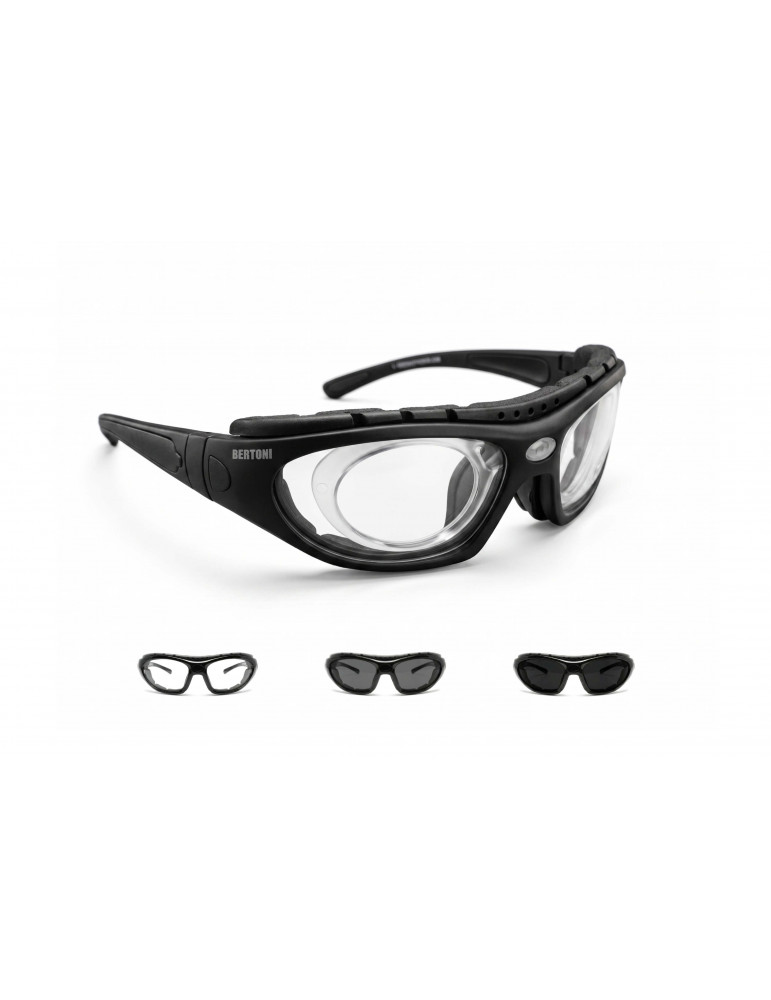 F366N photochromic motorcycle glasses with elastic band and optical clip