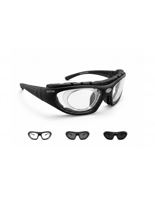 F366N photochromic motorcycle glasses with elastic band and optical clip