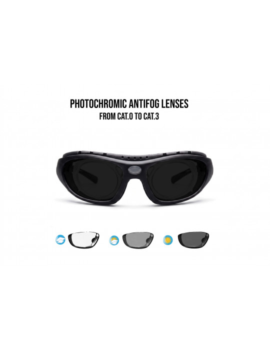 F366N photochromic motorcycle glasses with elastic band and optical clip