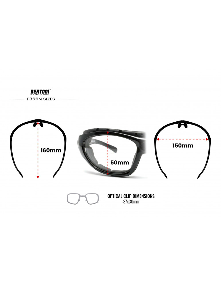 F366N photochromic motorcycle glasses with elastic band and optical clip